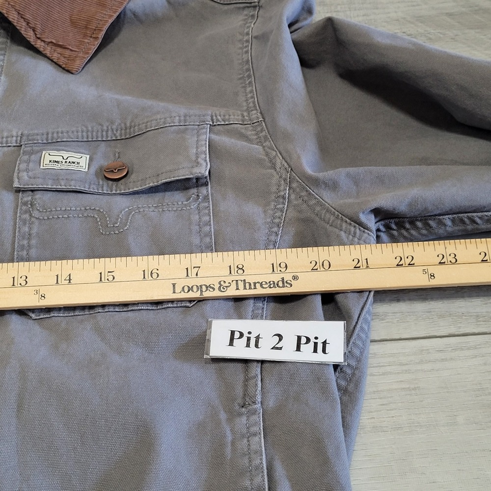 Kimes Ranch Light Gray Worker Jacket with Brown Corduroy Collar - Picture 15 of 16